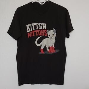 Always Sunny Kitten Mittons Graphic Cotton Tee Size Large